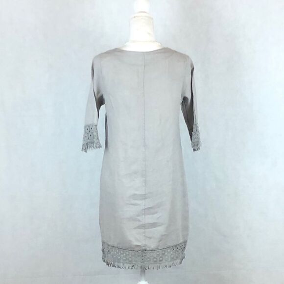 SzXS Alessia Pacini Taupe Lace Linen Dress - Picture 3 of 8